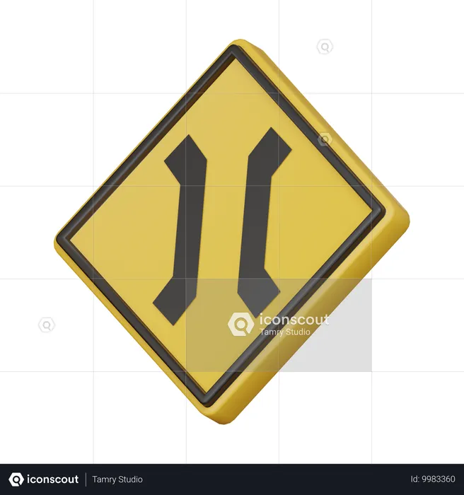 Narrow bridge sign  3D Icon