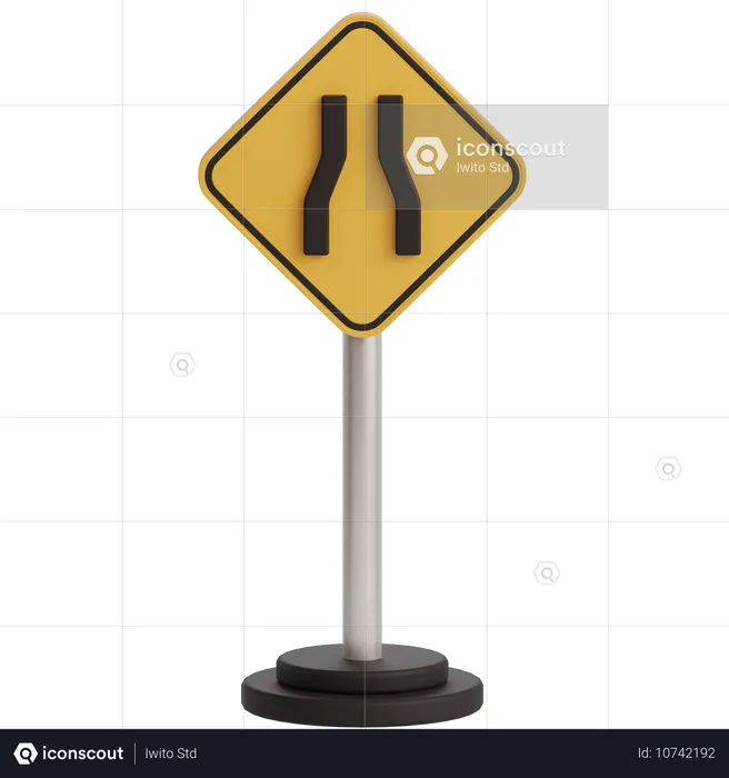 Narrow Road Sign  3D Icon