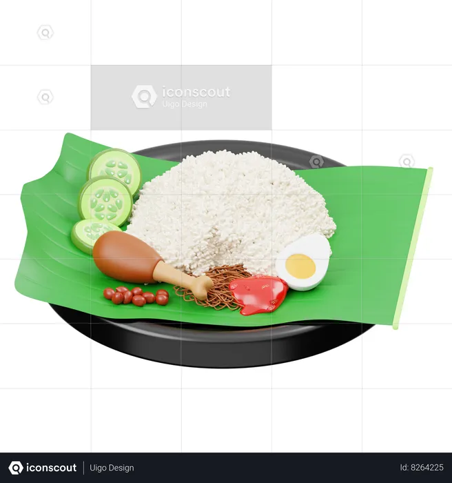 Nasi Uduk  3D Icon