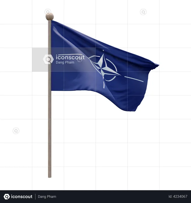 NATO Flag Pole  3D Flag
