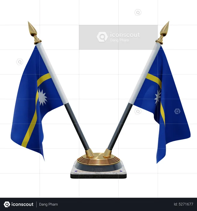 Nauru Double (V) Desk Flag Stand Flag 3D Icon