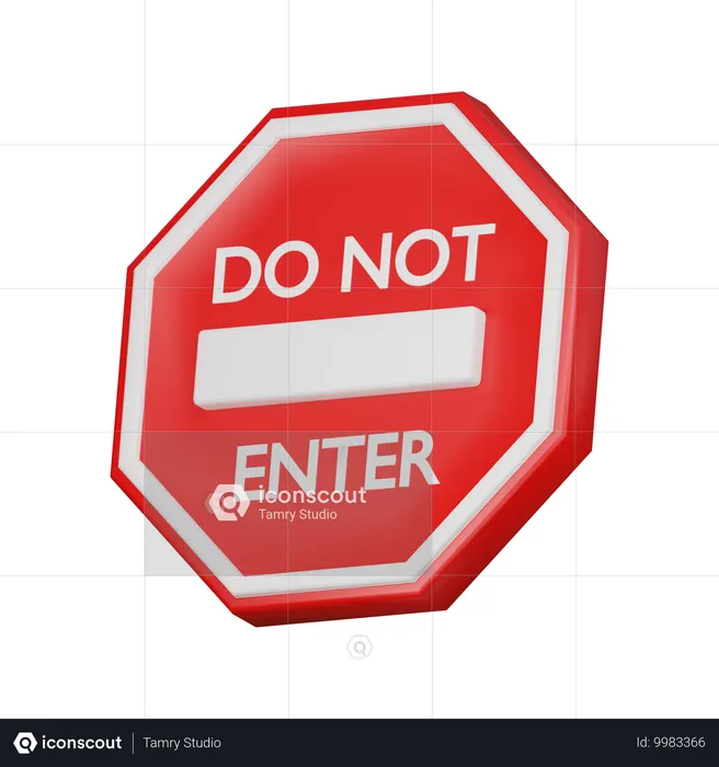 Ne pas entrer dans le signe  3D Icon