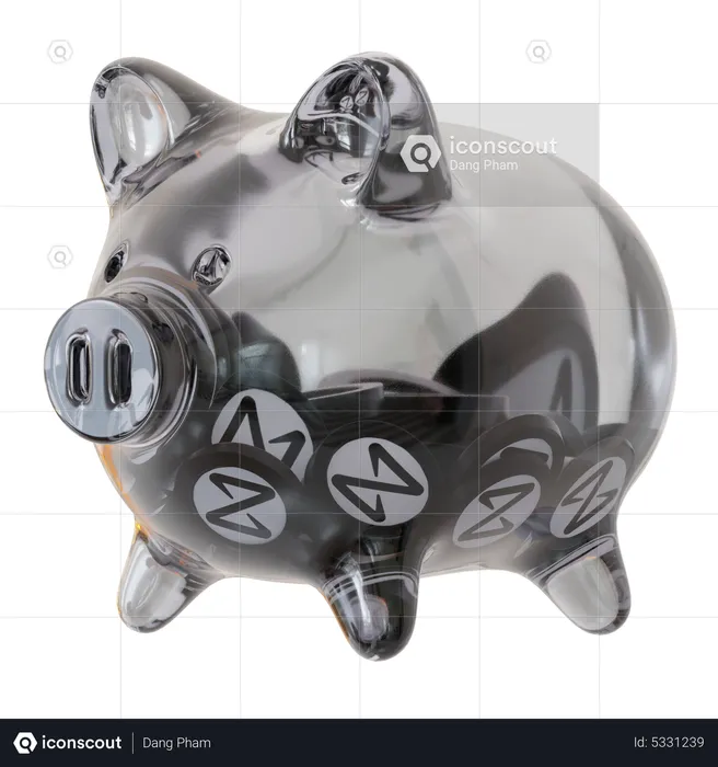 NEAR Protocol (NEAR) Clear Glass Piggy Bank  3D Icon