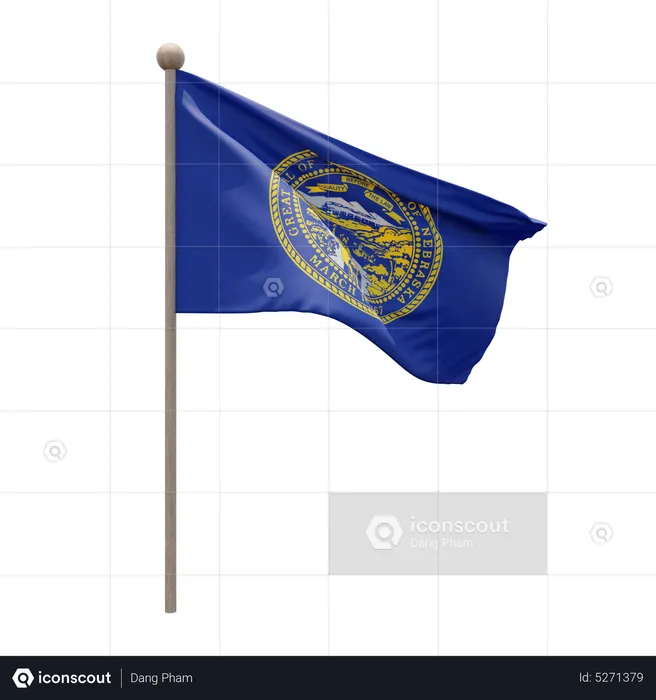 Nebraska Flagpole Flag 3D Icon