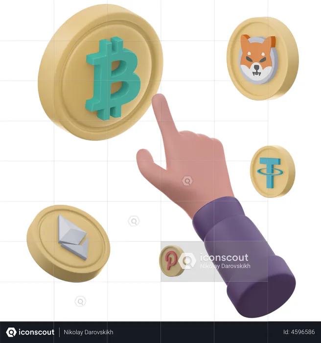 Negociação de criptomoeda  3D Illustration