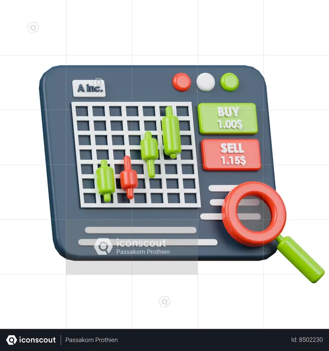 Negociação no mercado de ações  3D Icon