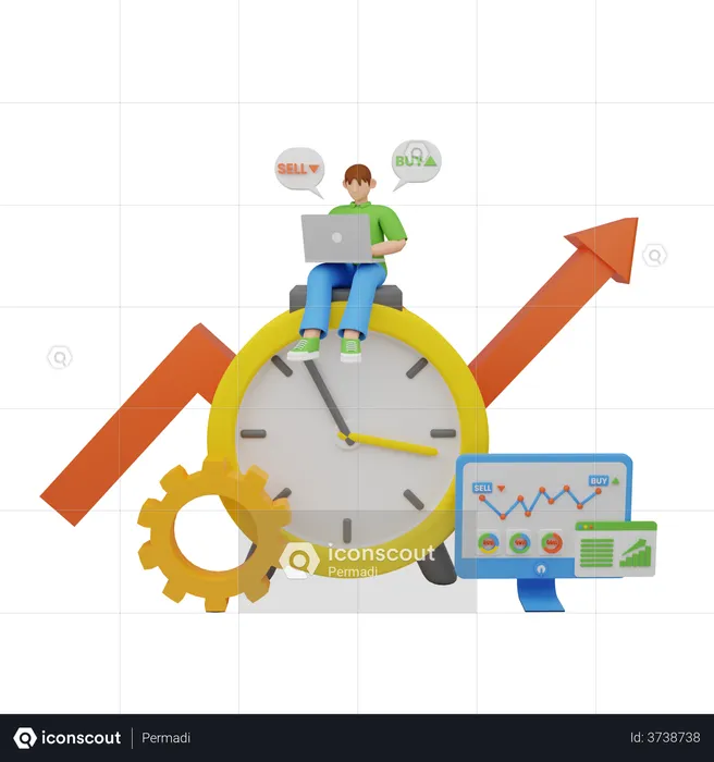 Negociação no mercado de ações  3D Illustration