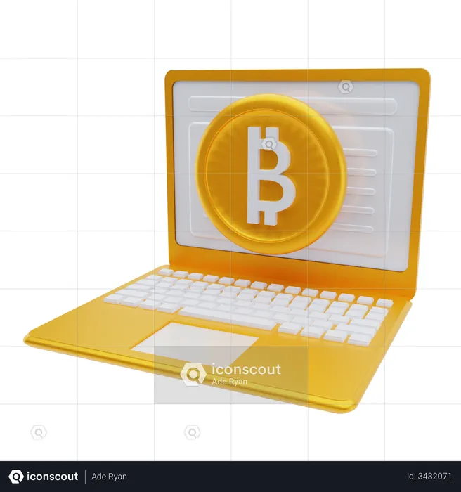 Negociação on-line de bitcoins  3D Illustration