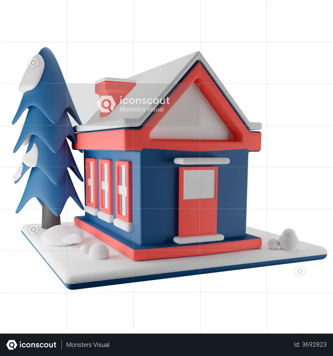 Neige à la maison  3D Illustration