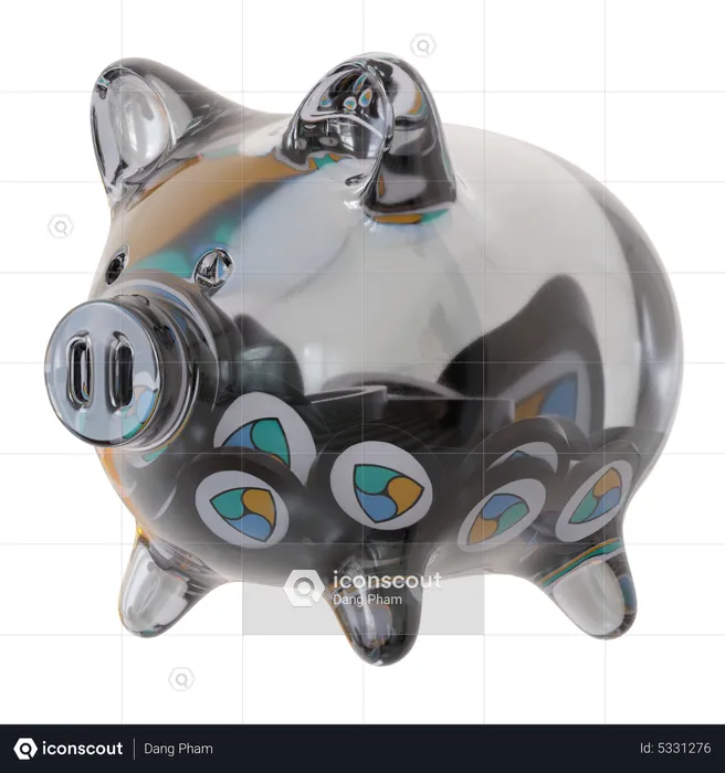 NEM (XEM) Clear Glass Piggy Bank  3D Icon