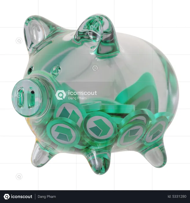 Neo (NEO) Clear Glass Piggy Bank  3D Icon