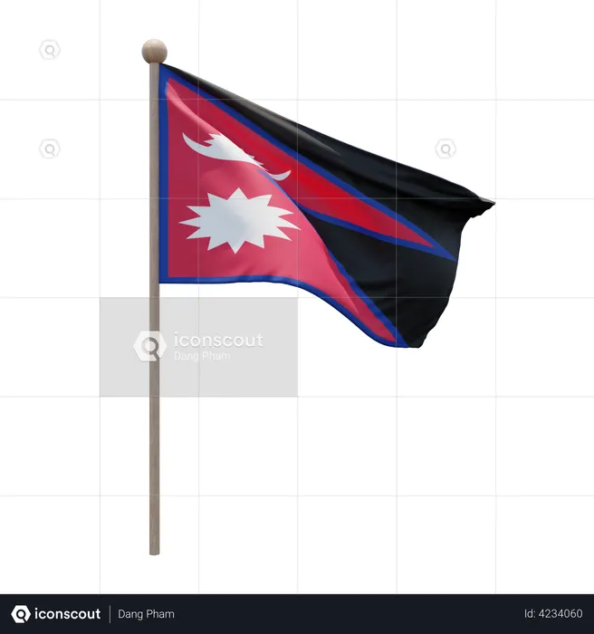 Nepal Flag Pole  3D Flag