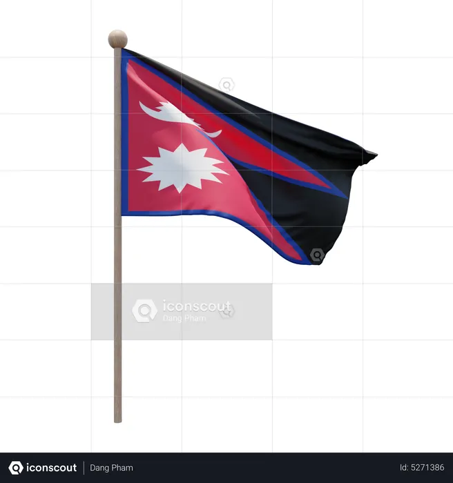 Nepal Flagpole Flag 3D Icon