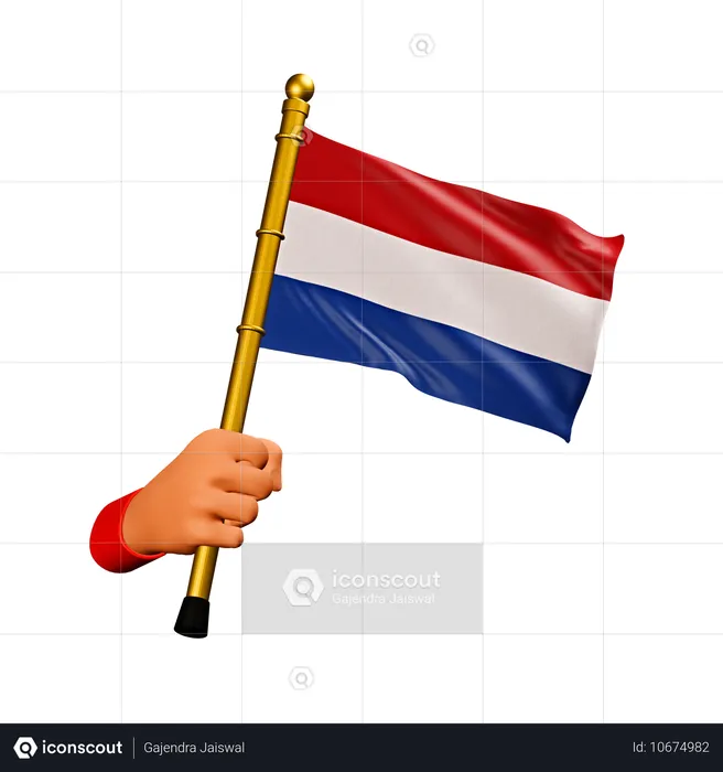 オランダの国旗 Flag 3D Icon