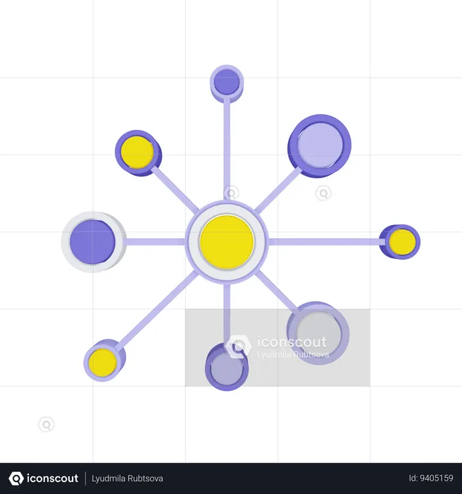 Network Chart  3D Icon