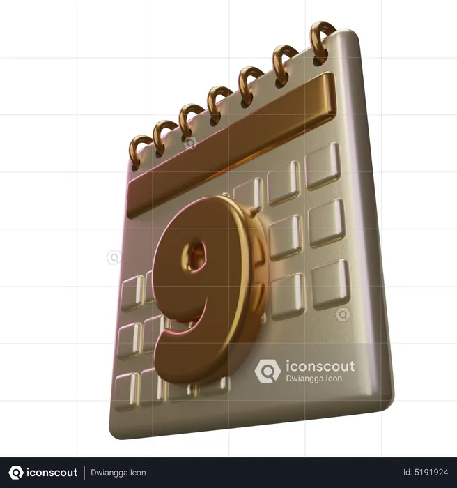 Neuf calendrier  3D Icon