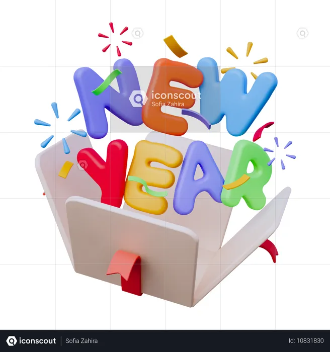 Neujahrsgeschenkbox  3D Icon