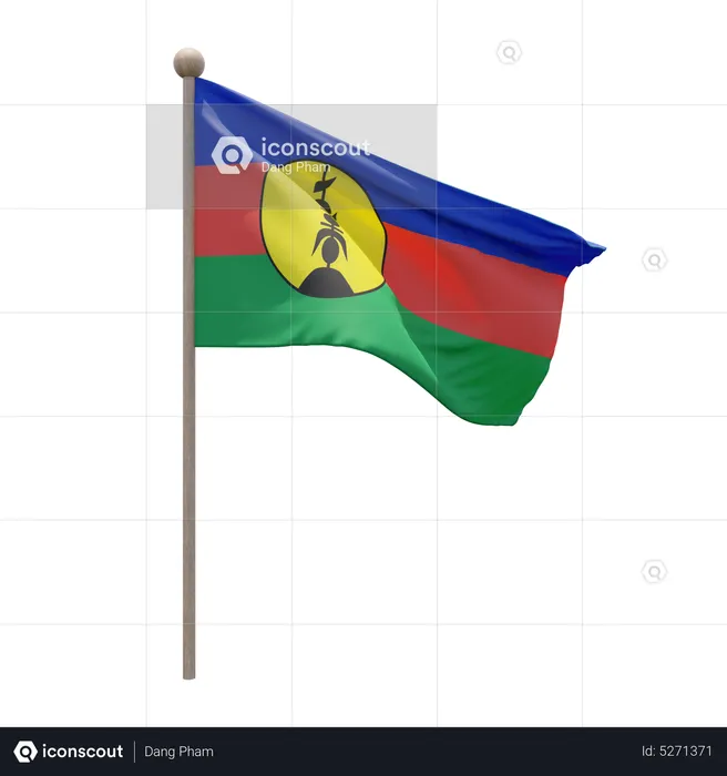 Neukaledonien fahnenmast Flag 3D Icon