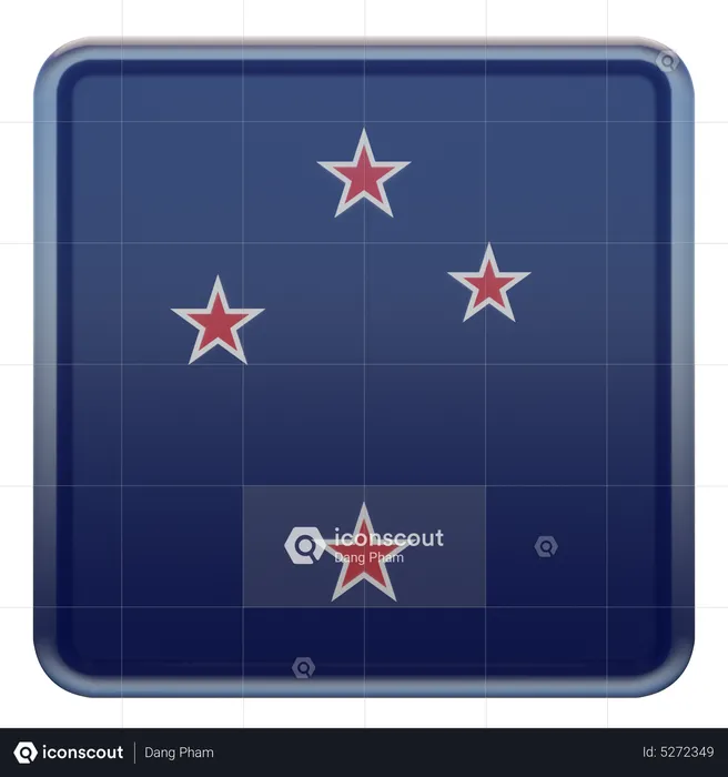 Quadratische Flagge Neuseelands Flag 3D Icon