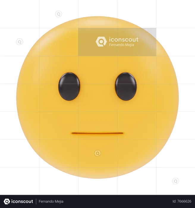 Neutral Face Emoji 3D Icon