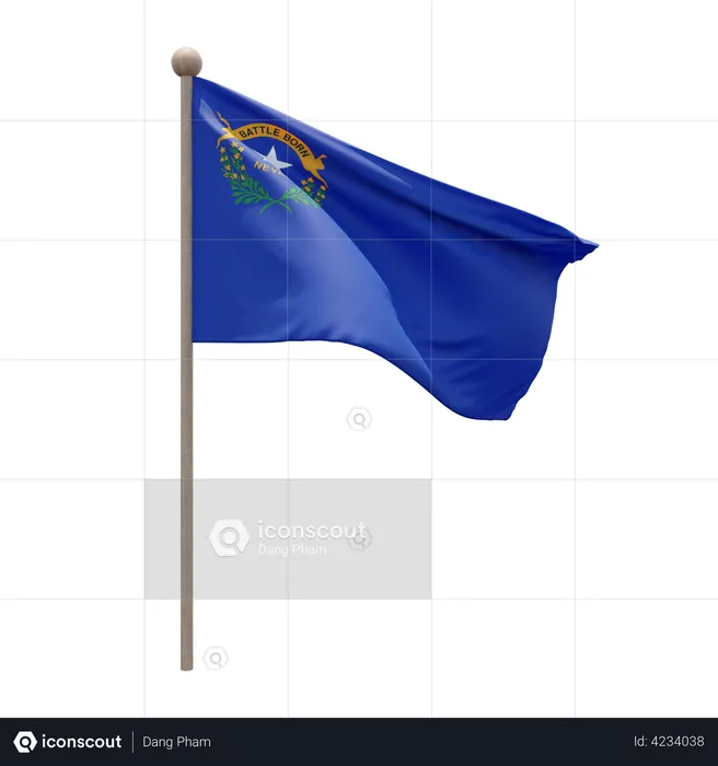 Nevada Flag Pole  3D Flag