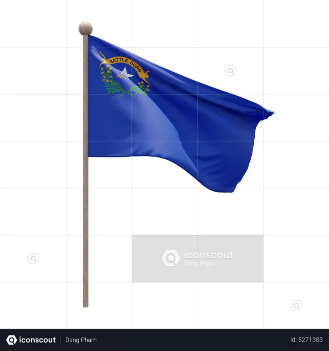 Nevada Flagpole Flag 3D Icon