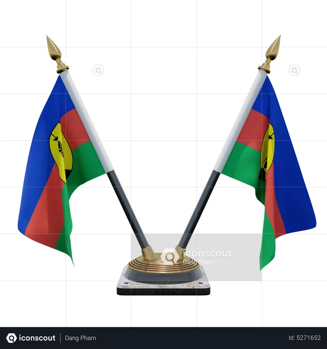 New Caledonia Double (V) Desk Flag Stand Flag 3D Icon
