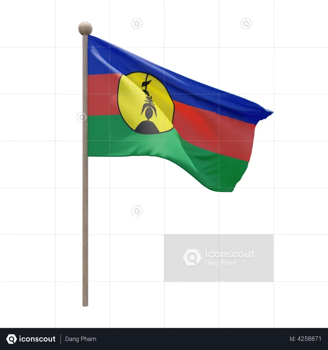 New Caledonia Flagpole Flag 3D Flag
