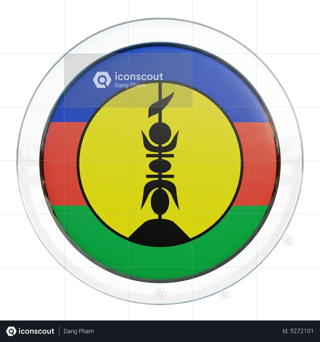 New Caledonia Round Flag Flag 3D Icon