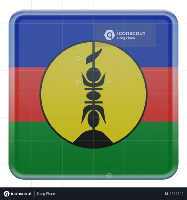 New Caledonia Square Flag Flag 3D Icon