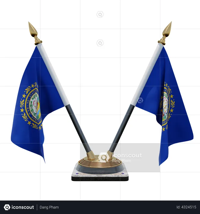 Doppelter Tischflaggenständer aus New Hampshire Flag 3D Flag