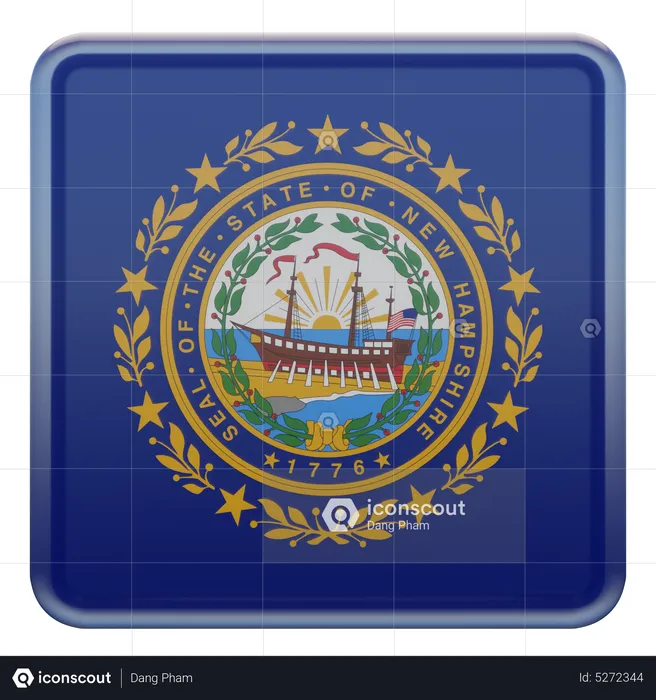 New Hampshire Square Flag Flag 3D Icon