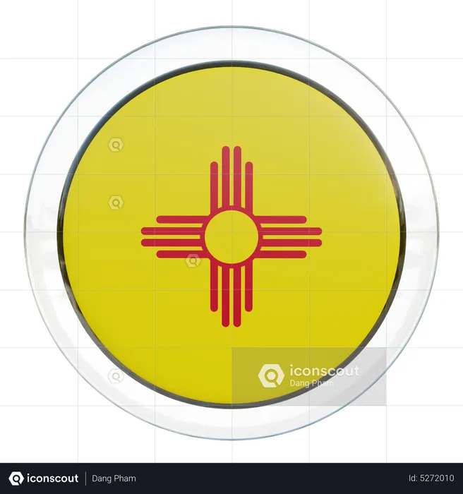 New Mexico Round Flag Flag 3D Icon