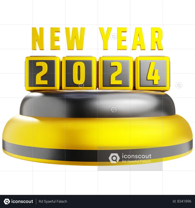 New Year 2024 3D Icon download in PNG, OBJ or Blend format