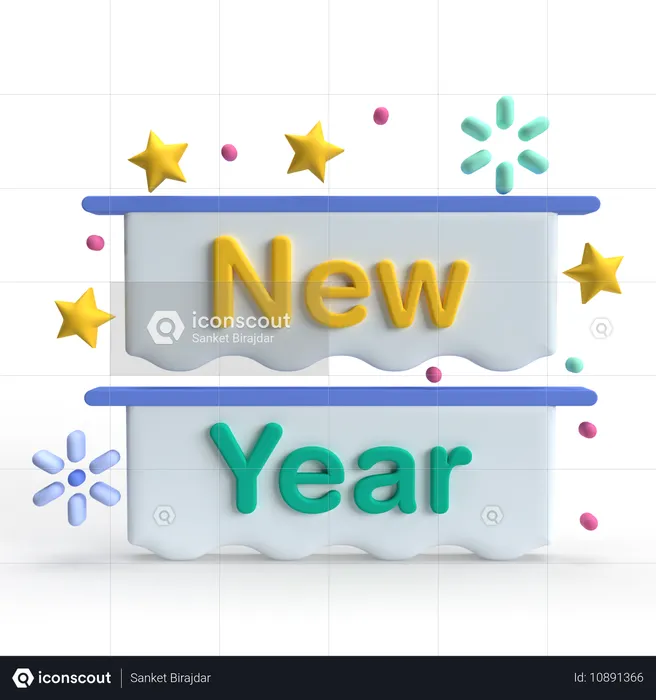 New Year  3D Icon