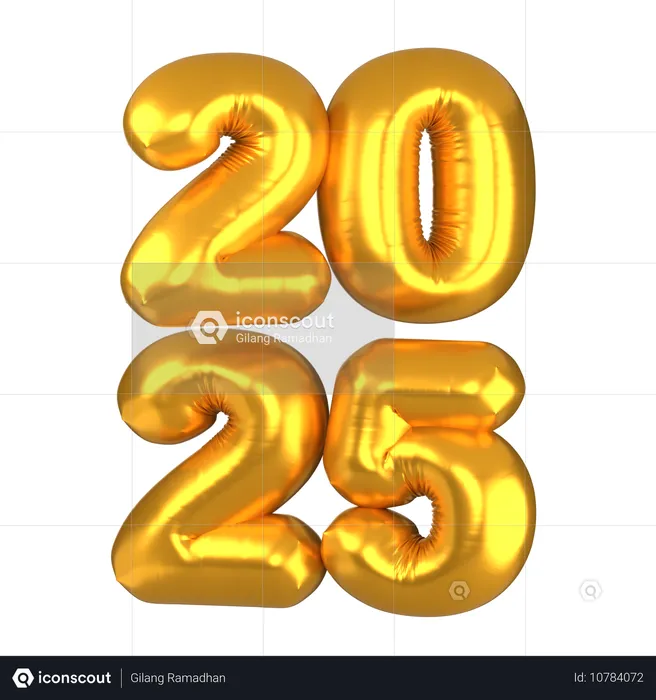 New Year Balloon 2025  3D Icon