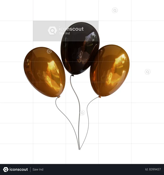 New Year Balloon  3D Icon