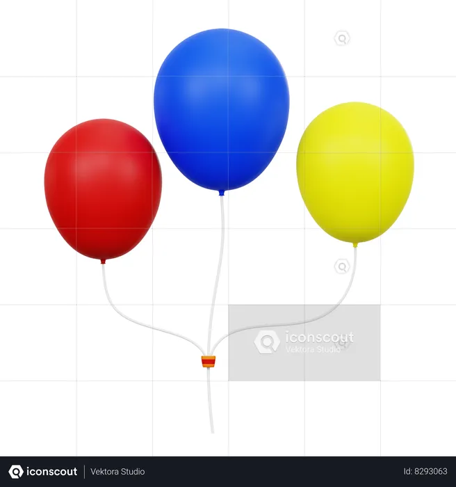 New Year Balloons  3D Icon