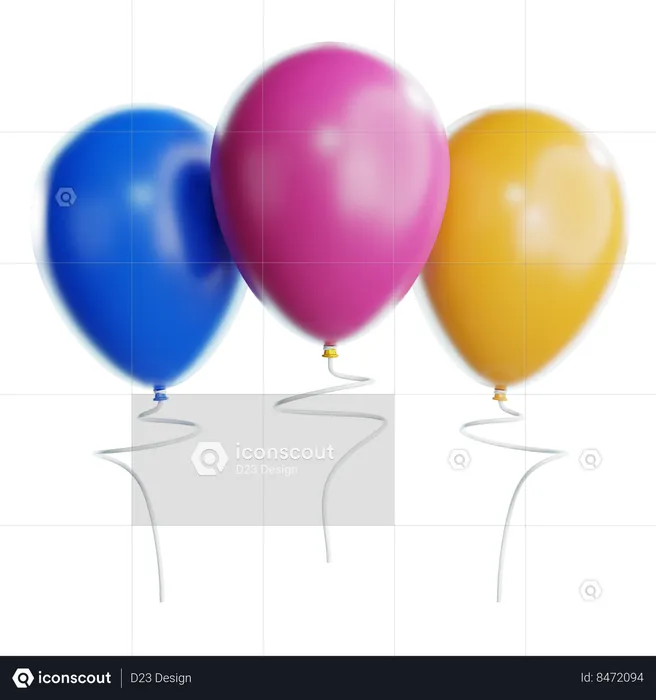 New Year Balloons  3D Icon