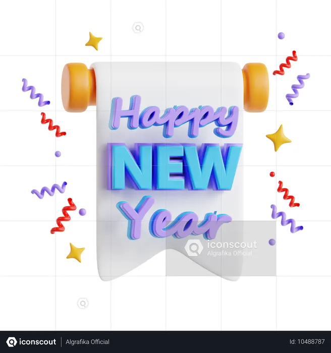 New Year Banner  3D Icon