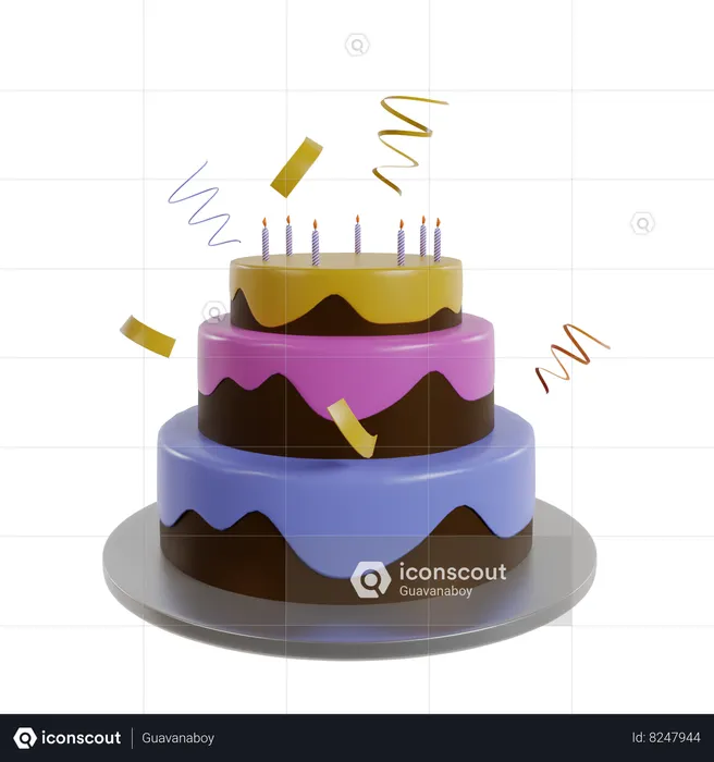 New Year Cake  3D Icon