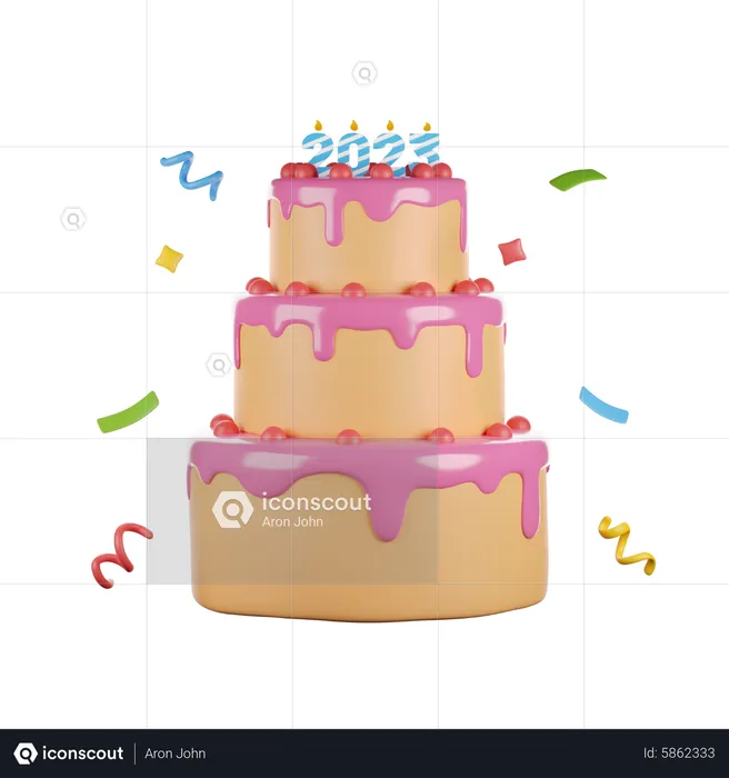 New Year Cake  3D Icon