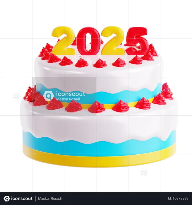 New Year Cake  3D Icon