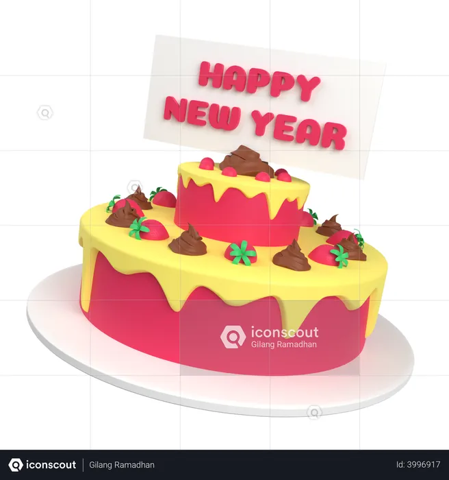 New Year Cake  3D Illustration