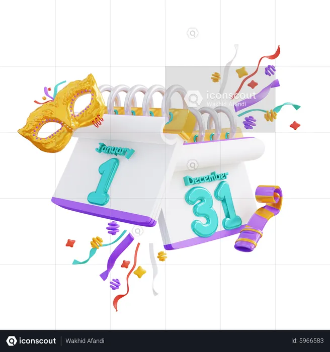 New Year Calendar  3D Icon