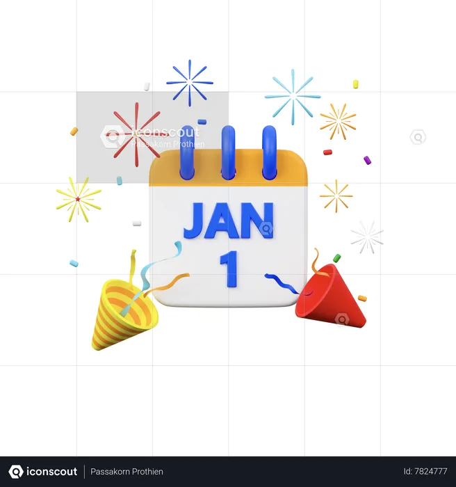 New Year Calendar  3D Icon