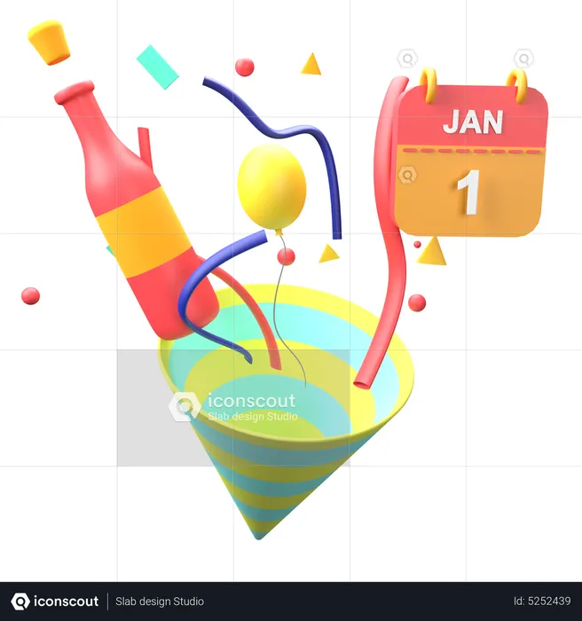 New Year Celebration  3D Icon