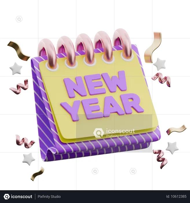 New Year Celebration Calendar  3D Icon