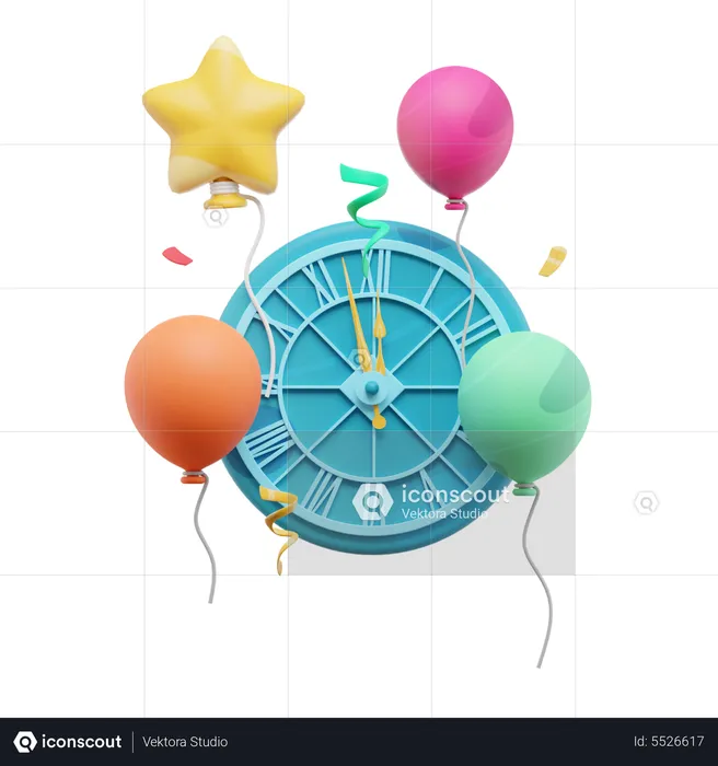 New Year Change Clock  3D Icon