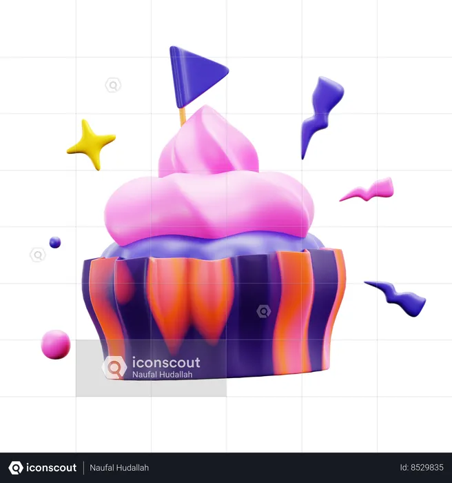 New Year Cupcake  3D Icon